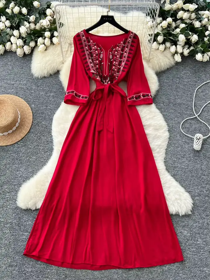 Nouvelle Robe Bohème d'Été pour Femme, Décontractée et Ample, Blanche et Noire, à Manches Courtes Br