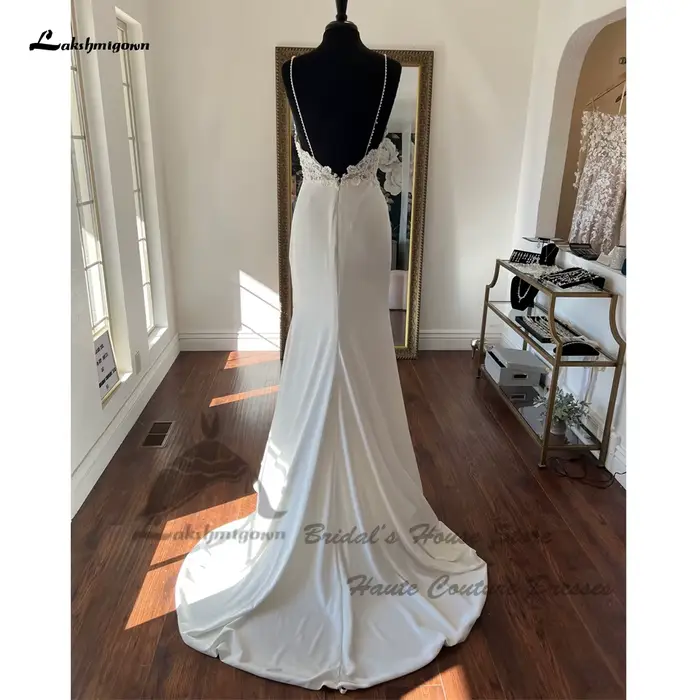 Yanshmigown-Robe de mariée en dentelle style sirène vintage pour femme