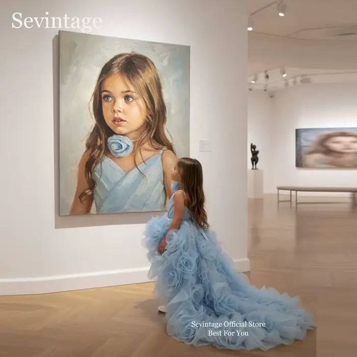 Sevintage – robes à fleurs bleues pour filles