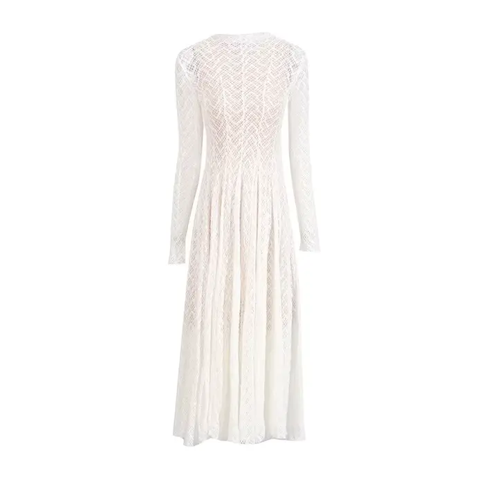 Robe en dentelle bywindto polyester coton col rond mince ajustée pour femmes junior automne hiver occasions romantiques et mode