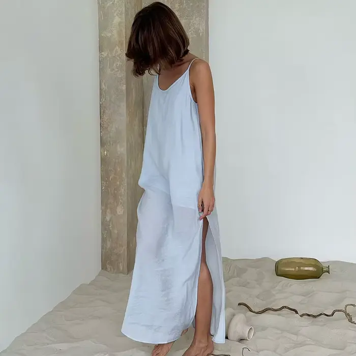 Robe longue blanche pour femme