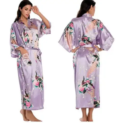 2015 peignoir en soie femmes Satin Kimono Robes