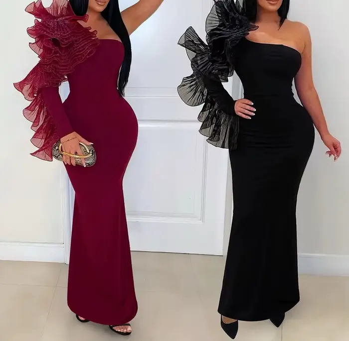 Robe longue asymétrique pour femme