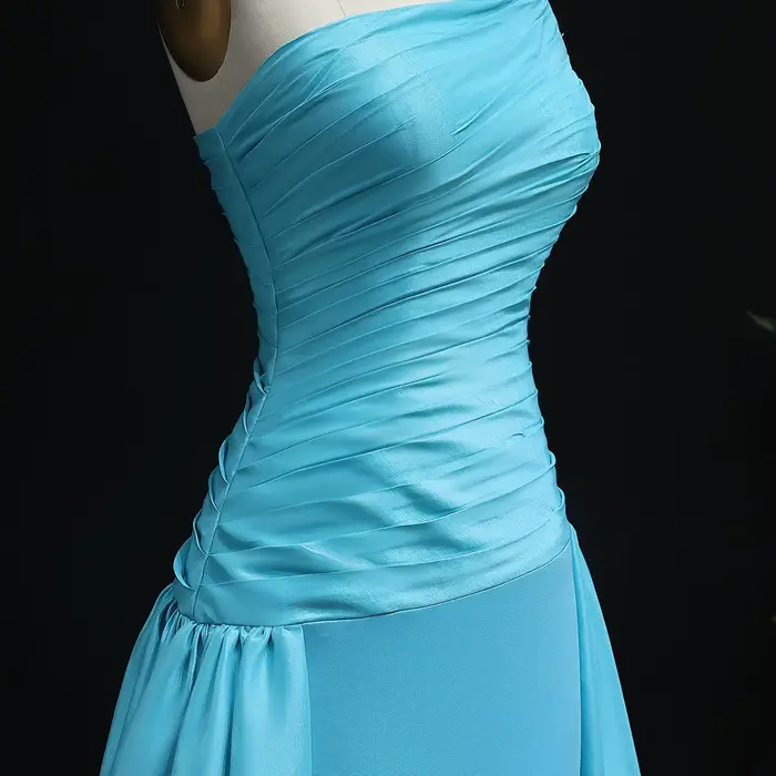 Robe de soirée Sharon Said Aqua bleue sans manches train de balayage pour femmes occasions spéciales soirée officielle mariage