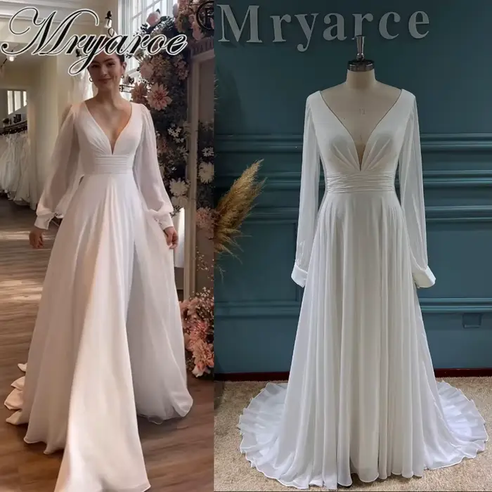 Mryarce – robe de mariée classique élégante en mousseline de soie