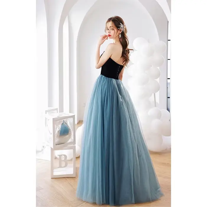 Robes de bal de soirée chérie automne nouveau col en v a-ligne robe