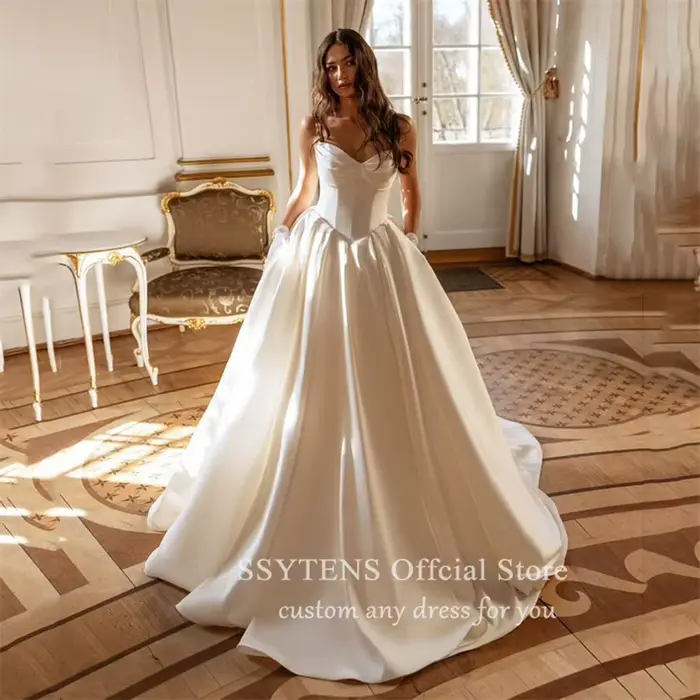 Robe de mariée princesse en satin pour femme