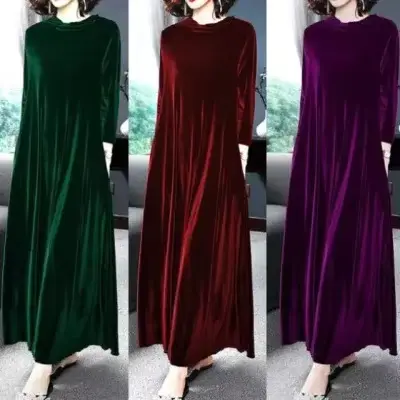 Robe en velours longueur genou pour femme