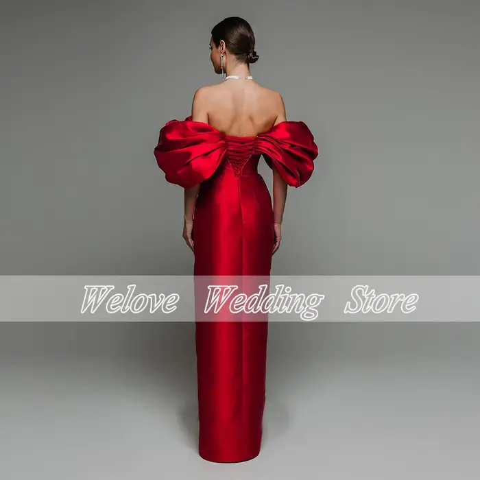 Robe de soirée rouge élégante pour mariée sans manches longueur au sol occassions spéciales bal mariage soirée festive