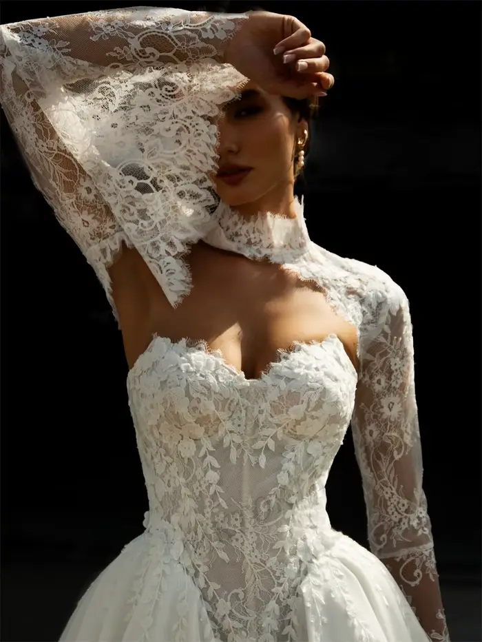 VIKTORIA princesse a-ligne robes De mariée pour femme manches détachables chérie