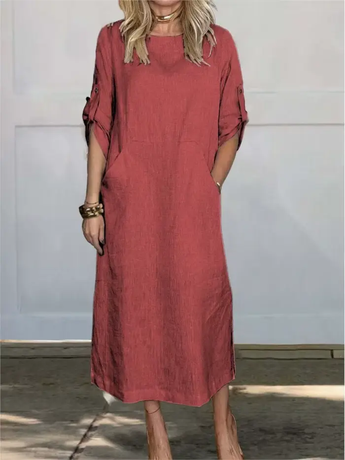 Robe en coton et lin pour femme