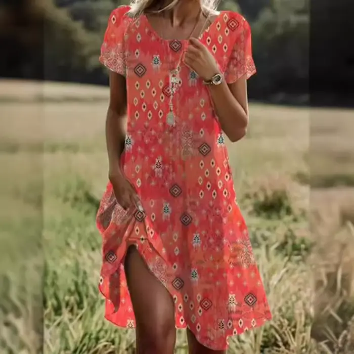 Robe midi amincissante à col rond large