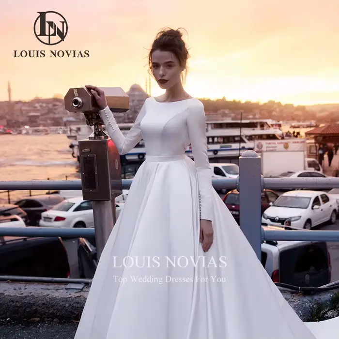 Modiis-Robe de Mariée en Satin pour Femme