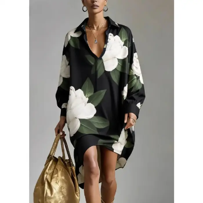 Robe chemise à motif floral élégante pour femme
