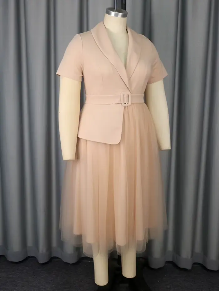 Robe élégante kaki grande taille avec jupe en tulle superposée pour femmes occasions formelles et événements spéciaux
