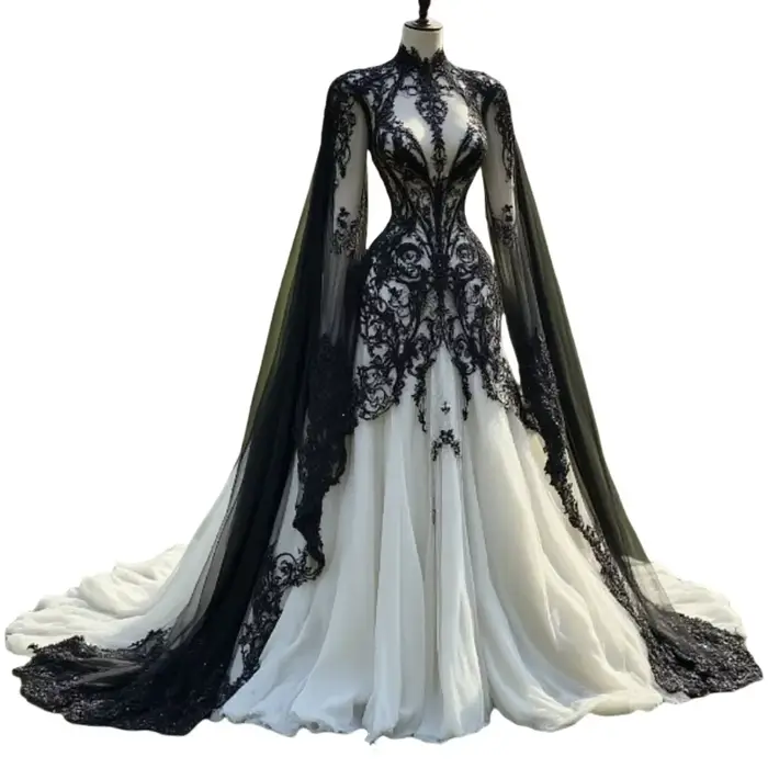 Robes de soirée gothiques blanches et noires