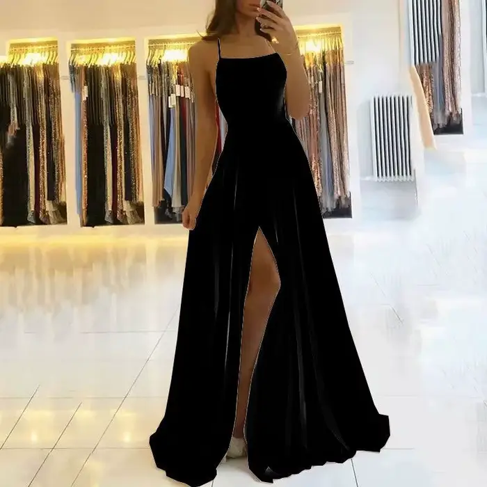 Robe de bal en Satin vert menthe, bretelles Spaghetti, élégante, dos nu, ligne a, Maxi, robe de soir