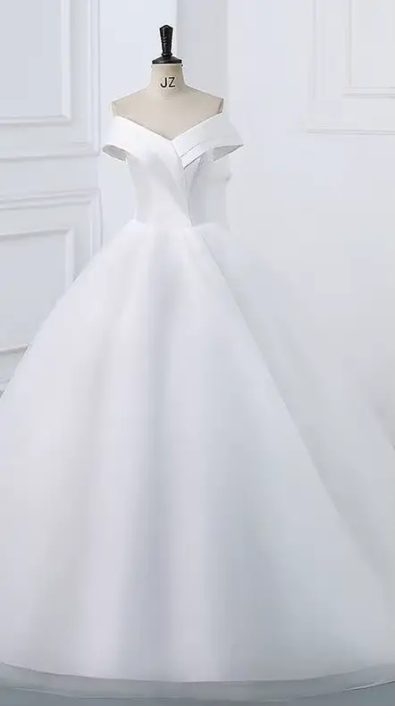 Ezkuntza-Robe de Mariée en Satin Personnalisée, Vêtement avec Balayage et Traîne, Quelle que soit la