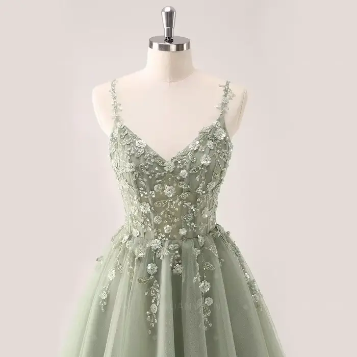 Robes De soirée en Tulle avec des appliques en dentelle pour adolescents