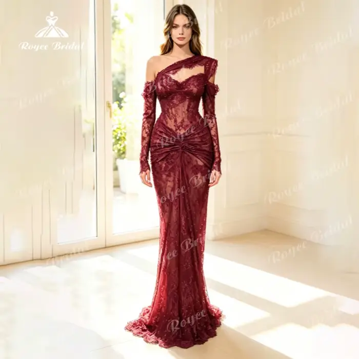 Robes de soirée asymétriques chic 2026 avec perles et volants – Robes de soirée de luxe pour femmes,