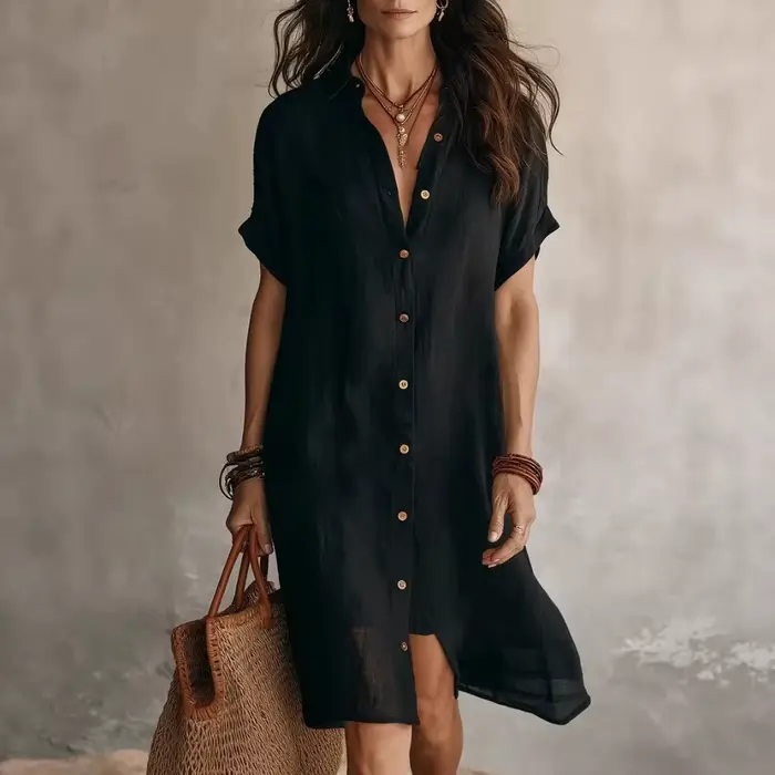 Robe chemise en lin pour femme