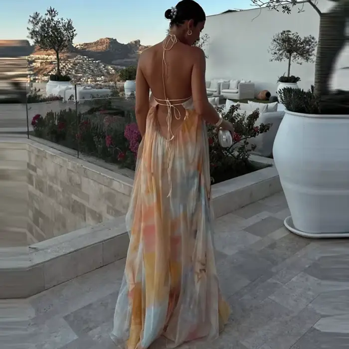 Robe longue de soirée bohème élégante pour femme