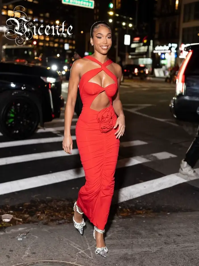 Robe de soirée longue drapée sans manches pour femmes