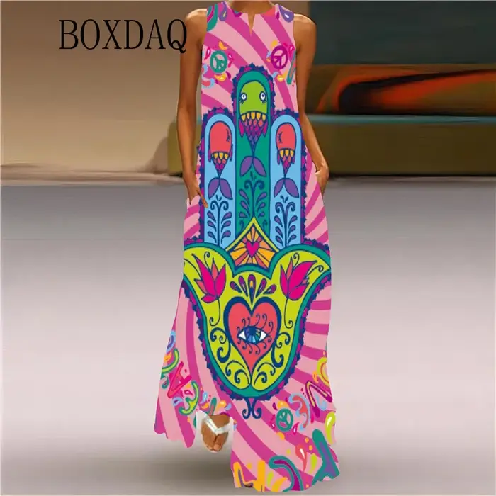 Robe Longue Décontractée à Imprimé pour Femme, Tenue de Soirée, de Carnaval, en Fibre de V, Sexy, Ma