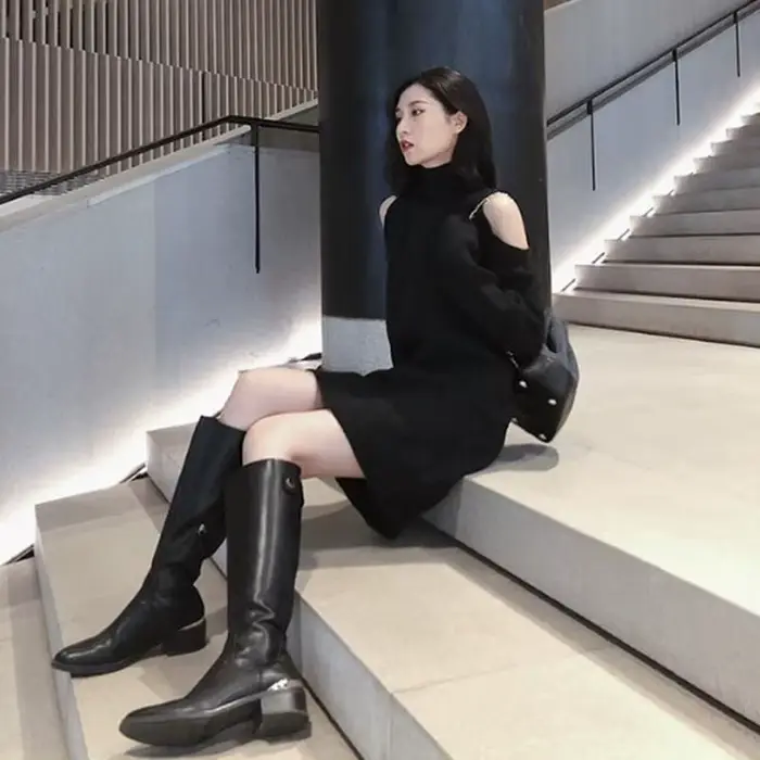 Robe pull intérieure à col haut pour femmes
