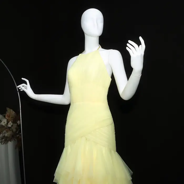 Sharon Said-Robe de Soirée Élégante Jaune à Volants pour Femme