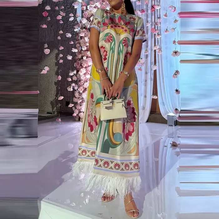 Robe longue pour femme à motifs imprimés