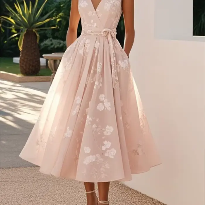 Robe de soirée douce, impression numérique, ample, décontractée, mode, tempérament élégant, vêtement