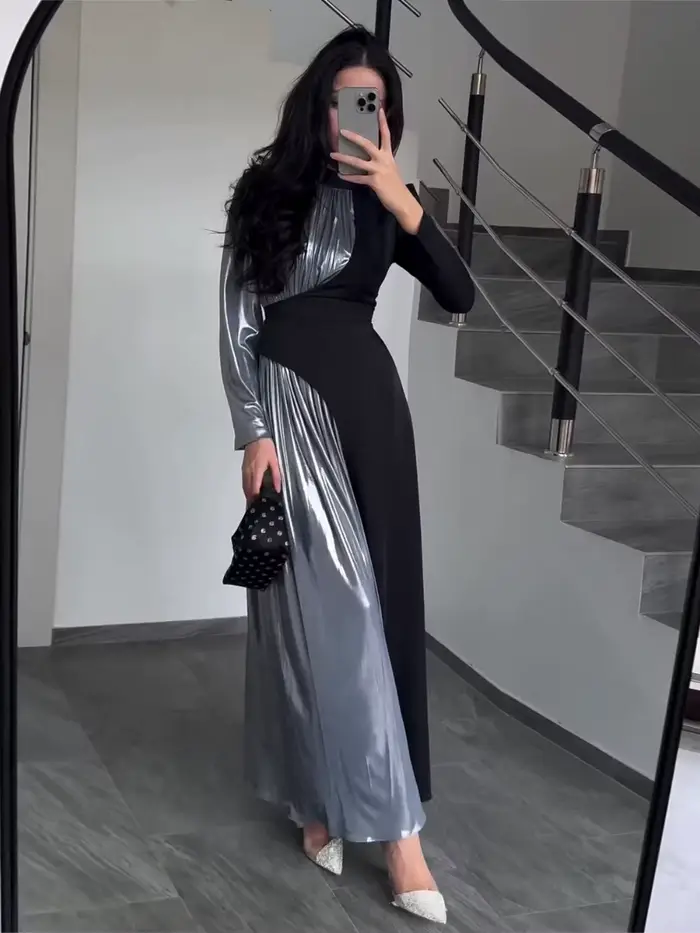 Robe de soirée longue ligne asymétrique