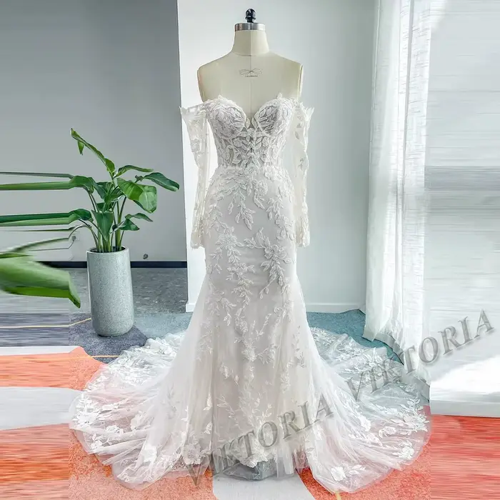 VIKTORIA attrayant sirène 2025 robes De mariée pour femme chérie laçage plissé Tulle robe De Casamento personnalisé