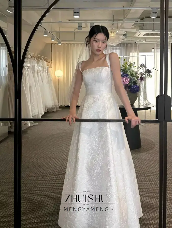 Robe de soirée de mariage classique en Satin Jacquard