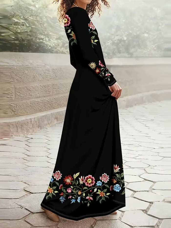 Robe à manches longues à imprimé floral pour femme