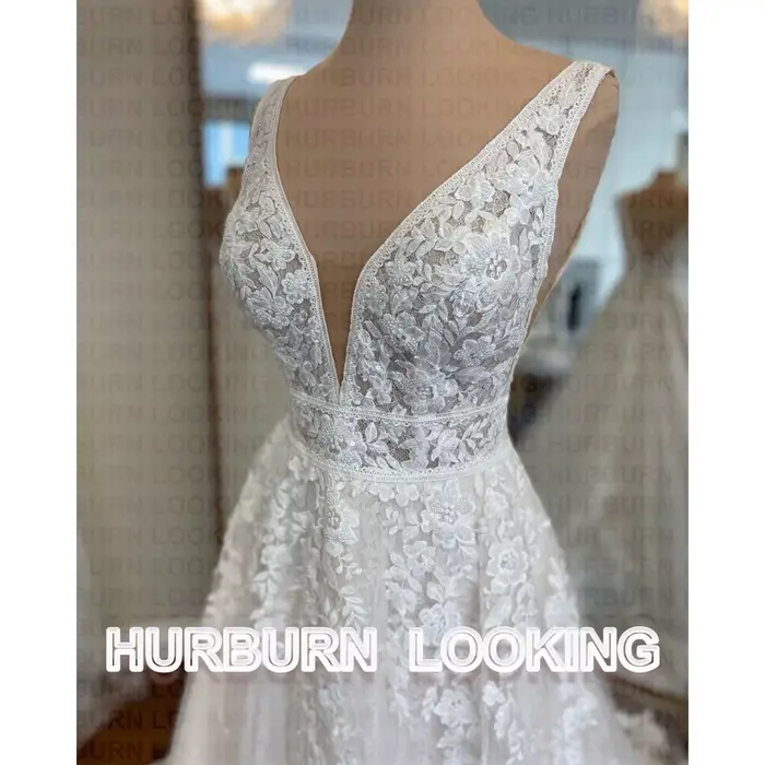 Robe de Mariée Trapèze en Dentelle et Tulle pour Femme