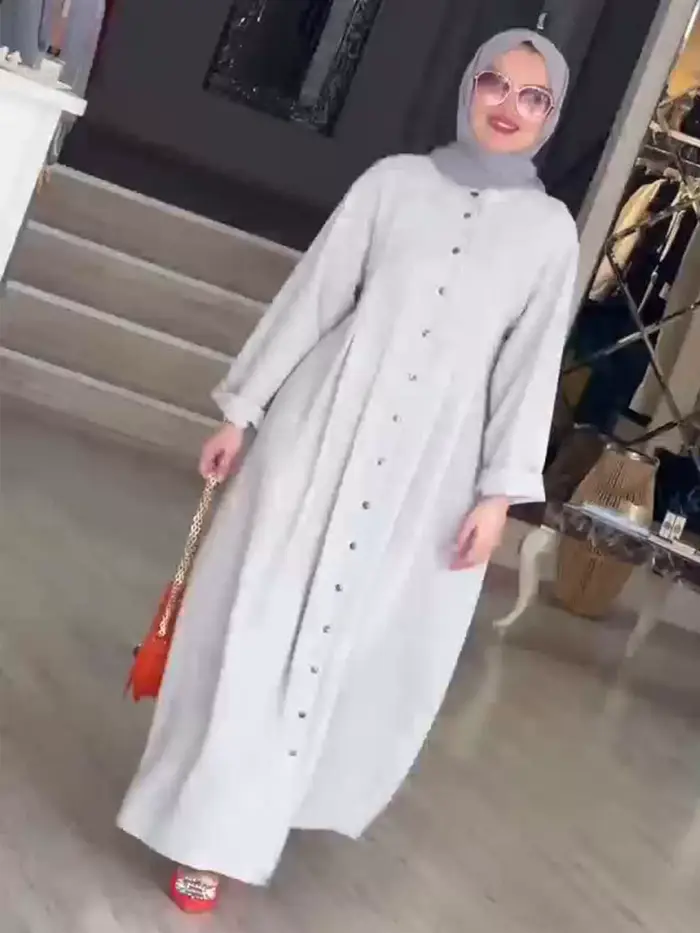 Col haut arabe femmes longue robe de soirée décontracté modeste veste plissée en vente élégant grande taille