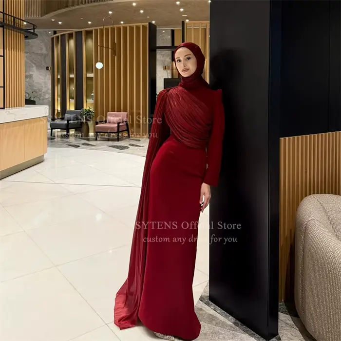 Robe sirène en polyester plissée moderne à offrir pour femme occasions spéciales mariage cérémonie de remise de diplôme anniversaire