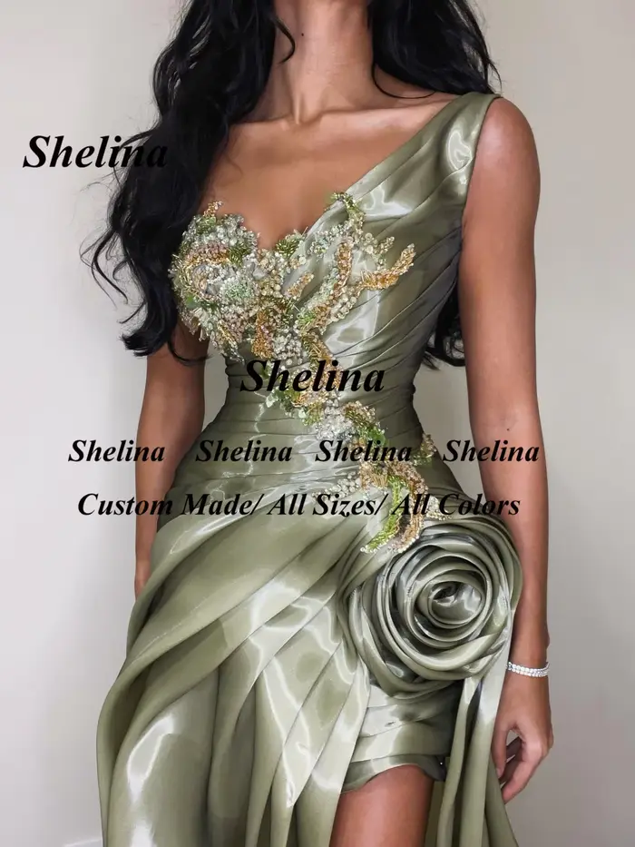 Robe de soirée glamour Shelina à fente haute