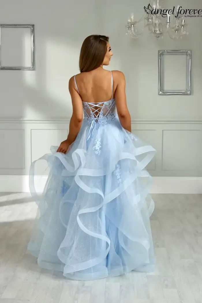 Robe de bal élégante en polyester avec décolleté en V et appliques pour femmes occasions spéciales et galas