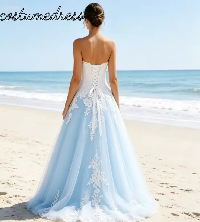 Robe de mariée gothique bleu froid 2026