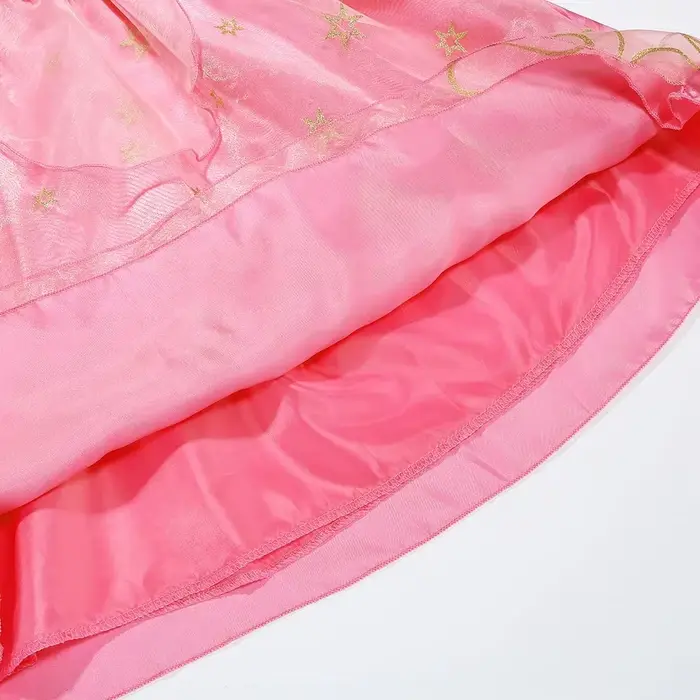 Robe de princesse en tulle brodé rose sur le thème d'Aurora pour filles
