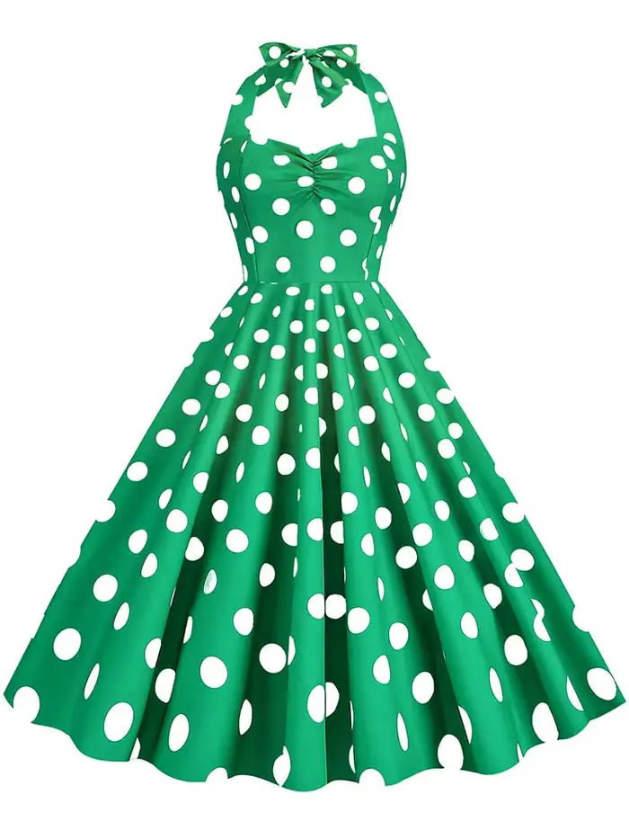 Robe vintage à pois noirs pour femmes