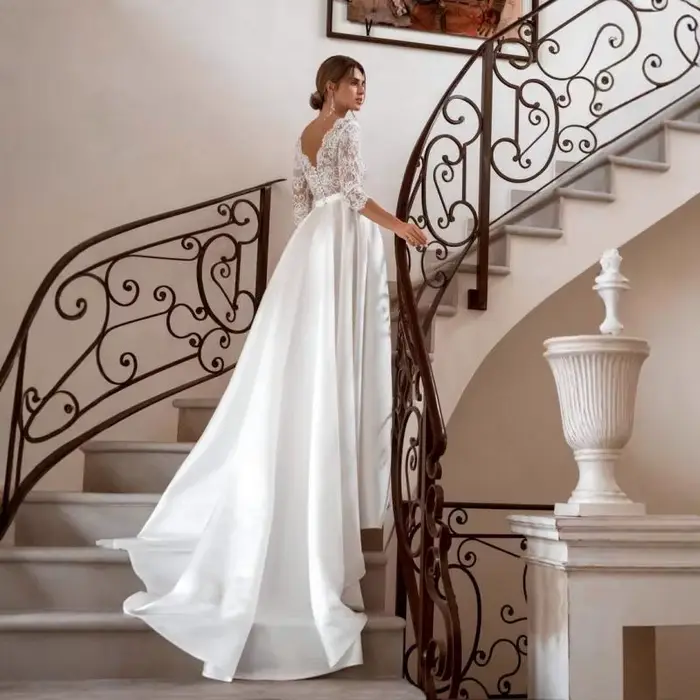 Robe de mariée blanche en Satin français