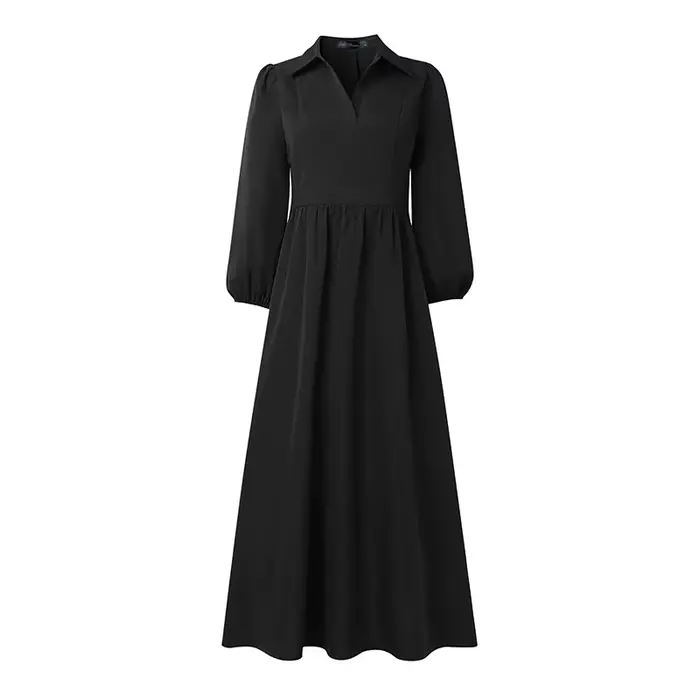 ZANZEA 2026 Robe de bureau élégante pour femme, coupe trapèze, manches longues, taille cintrée, col 