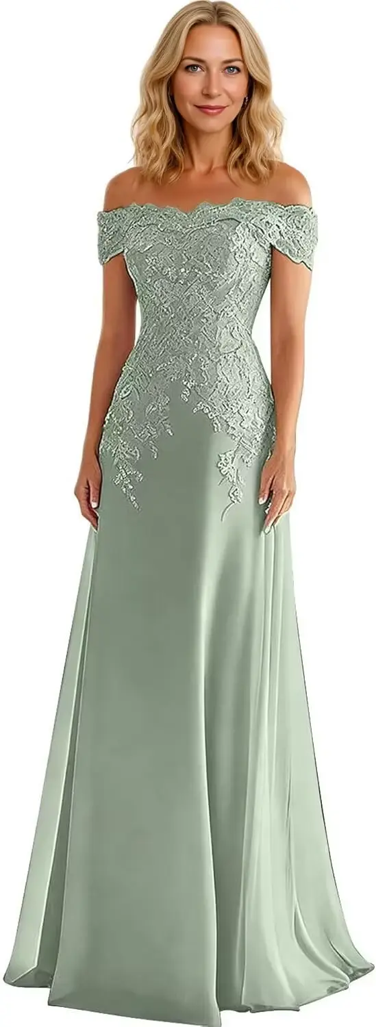 Robe de mère de la mariée en mousseline de soie avec dentelle élégante pour soirée et cérémonies importantes