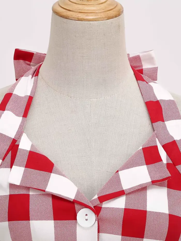 Tonval Gingham-Robe Vintage Rockabilly à Carreaux pour Femme