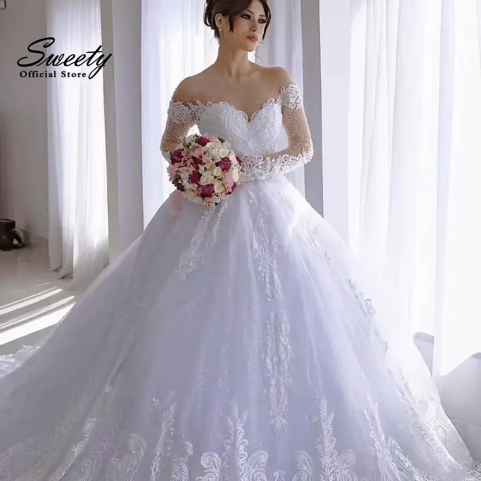 Robe de Mariée Chic et Brillante en Organza avec Broderie de Perles, Tenue de Bal de Princesse à Man