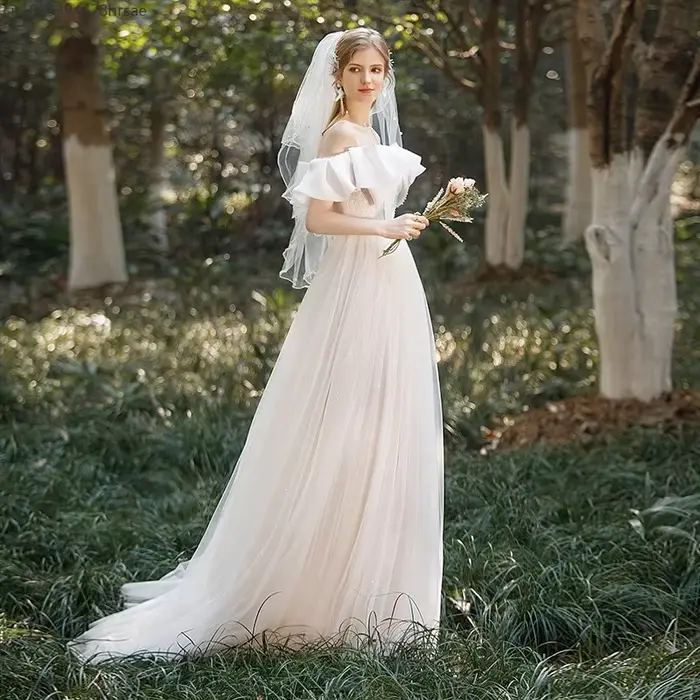 Robe longue de soirée en polyester dégagée aux épaules coupe amincissante nœud mariage déguisement princesse